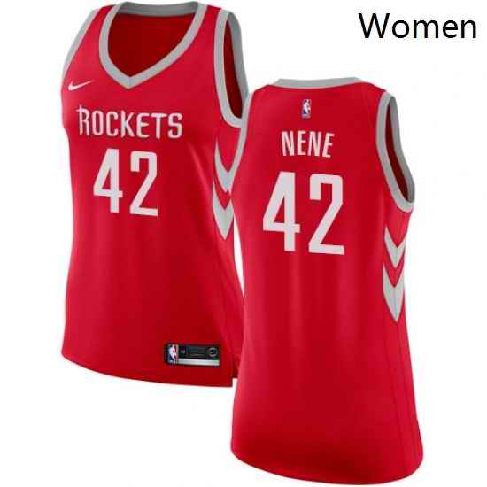 Womens Nike Houston Rockets 42 Nene Swingman Red Road NBA Jersey Icon Edition